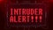 Flashing red intruder alert warning word text on futuristic digital black lcd screen seamless loop animation - new