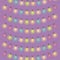 Flashlight bulbs incandescent painted bright fluorescent garlands hanging on a lilac background vector illustration.