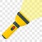 Flashlight icon flat design yellow portable torch vector icon illustration on transparent background