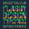 Flashy design typeface. Rainbow blended color font. Isolated colorful english alphabet