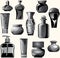 Flasks, jars, containers, tubes of body care produ