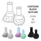 Flasks with reagents. Chemistry in school. Chemically, experiments.School And Education single icon in cartoon style