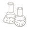 Flasks with reagents. Chemistry in school. Chemically, experiments.School And Education single icon in outline style