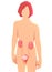 Flat 3D illustration of woman showing the anatomy of the urinary system.