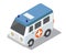 Flat 3d isometric ambulance car for city map clinic constructor