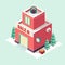 Flat 3d isometric Christmas store New year sale