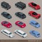 Flat 3d isometric city road transport icon set