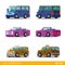 Flat 3d isometric city transport icon set: family cars, cabrio