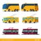 Flat 3d isometric city transport: tram trolleybus bus