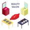 Flat 3d isometric creative Beauty salon. New business. Vector illustration.