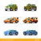 Flat 3d isometric funny city transport icon set: cars