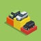 Flat 3d isometric high quality city road transport