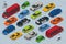 Flat 3d isometric high quality city transport car icon set. Car, van, cargo truck, off-road, bike, mini, sport car