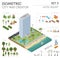 Flat 3d isometric resort hotel and city map constructor element