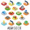 Flat 3d isometric SEO search engine optimization icon