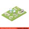 Flat 3d isometric sport stadium soccer football tennis baseball