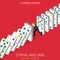 Flat 3d isometric vector strive win not give up trying domino