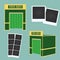 Flat and 3d photo booth icon. Infographic element. Classic photo frames