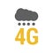 Flat 4g logo with signal dots and cloud