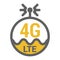 flat 4g lte logo icon with antenna and wave