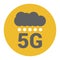 Flat 5g logo with signal dots and cloud