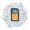 Flat 5G Sim Card echnology background, with microelectronics