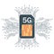 Flat 5G Sim Card echnology background, with microelectronics