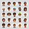 Flat African American Round Avatars on White