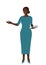 Flat african business woman, female portrait on white background.