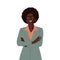 Flat african business woman, realistic portrait of confident lady