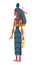 Flat ancient Egyptian goddess Nut of sky with water pot on head