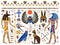 Flat Ancient Egyptian Symbols and Gods Set