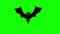 Flat animated bat hovering against green background.