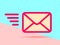 Flat art design graphic image of mail icon on pink and blue background