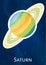 Flat astronomical planet Saturn graphic sticker
