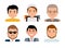 Flat avatar collection, set of 6 man icons in flat style with faces, avatars group of people.