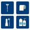 Flat Bathroom icons set on blue background. Vector illustration.