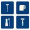 Flat Bathroom icons set on blue background. Vector illustration.