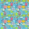 Flat Beach Travel Resort Vacation Seamless Pattern