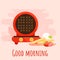 Flat Belgian waffle-iron concept. A round waffle maker illustration.