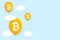 Flat bitcoin balloon bubble concept background