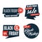 Flat black friday colorful shaped banners, price tags, stickers, badges. Vector illustration