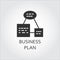 Flat black icon business plan, algorithm of action, scheme list