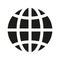 flat black modern trend globe worldwide planet icon on white background