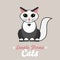 Flat black white cat isolate vector. Cartoon illustration domestic blue cat logo icon