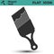 Flat black and white paintbrush icon with shadow