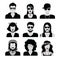 Flat black and white people haircut avatar icon