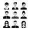 Flat black and white people haircut avatar icon