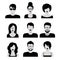 Flat black and white people haircut avatar icon