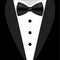 Flat black and white tuxedo bow tie